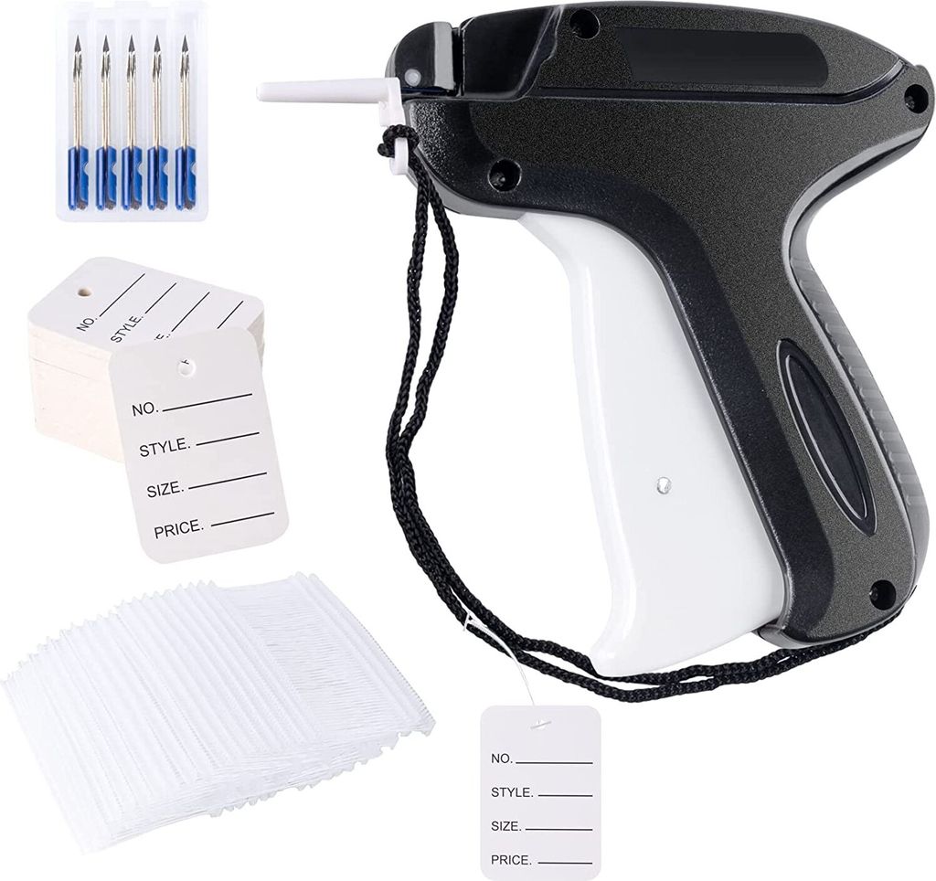 Etikettierpistol Heftpistole Etikettiermaschine, Marke Tags Label Tagging Gun mit 5 Ersatznadeln+2000 Heftfäden+200 Tags+Anleitung, zum Etiketten Preisschilder Marke Tags Label Hut Kleidung