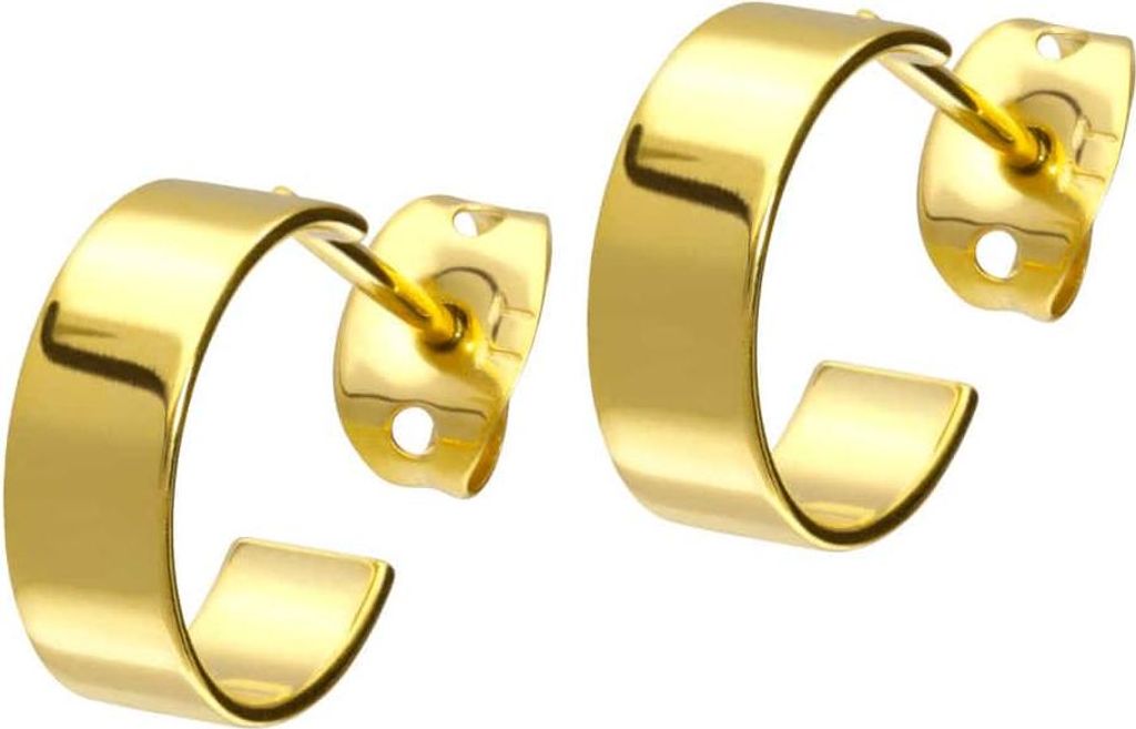 Titan Ohrstecker HALBKREIS Gold Innendurchmesser: 10 mm