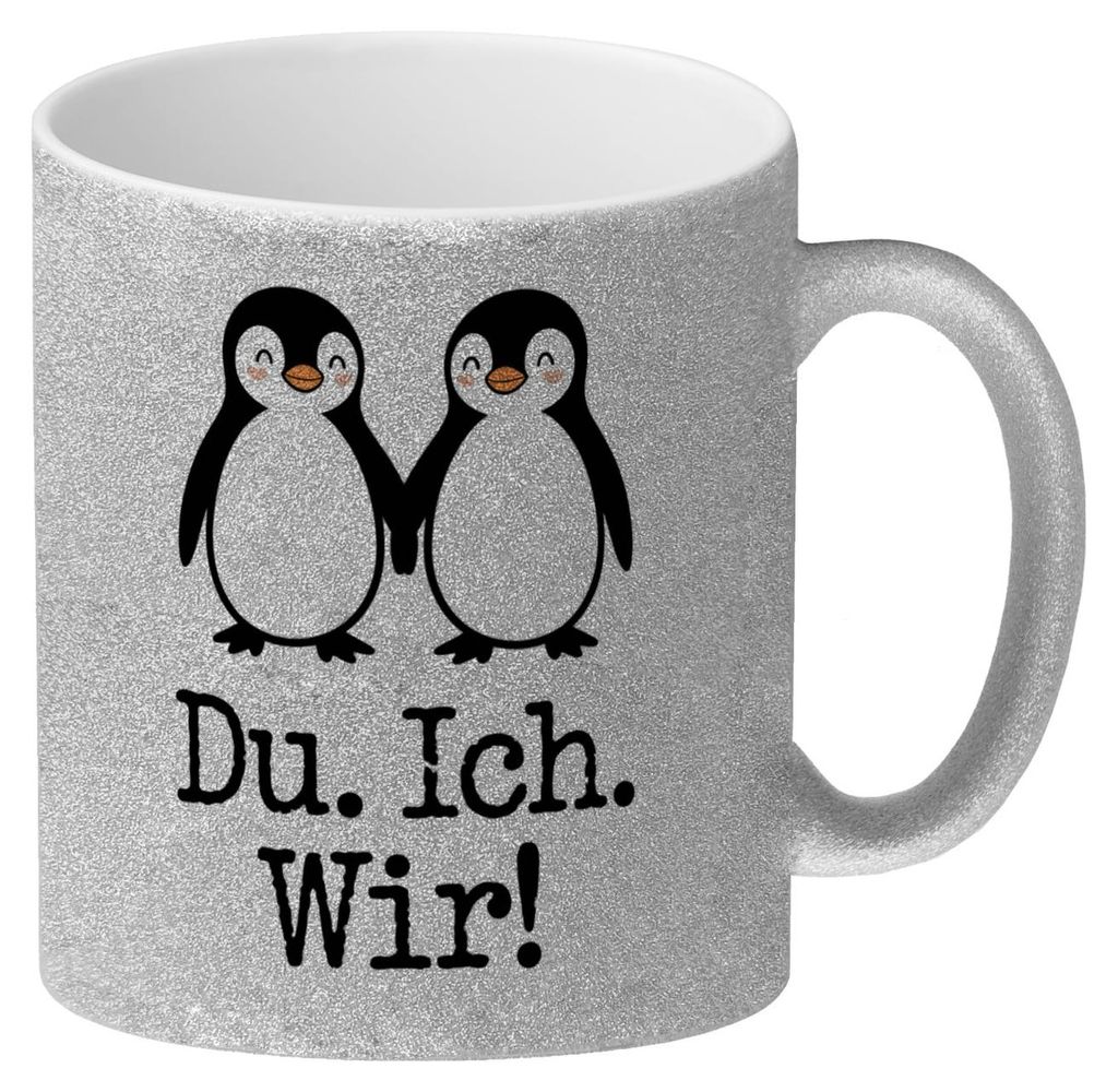 Pinguin Liebe Du. Ich. Wir! Glitzer-Kaffeebecher