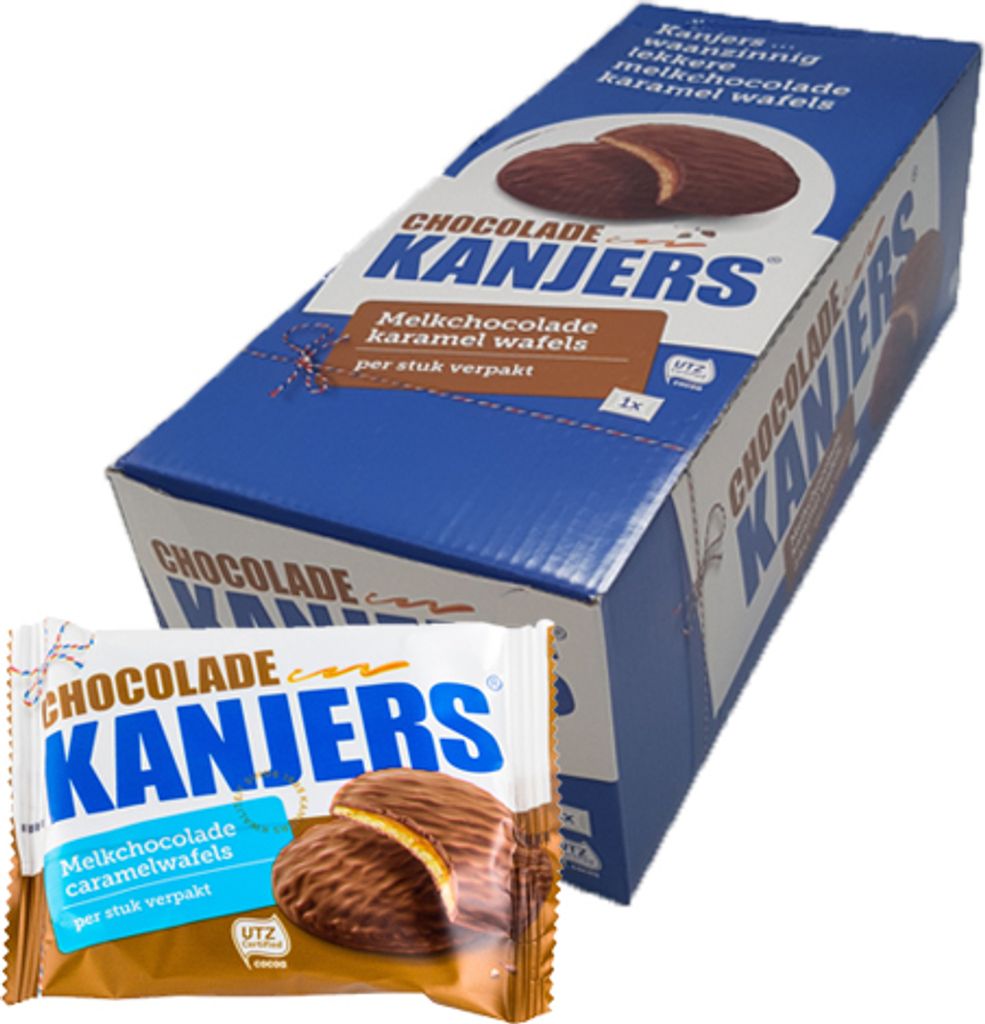 Kanjers - Schokoladen-Karamell-Waffeln - 24er Produktbild 
