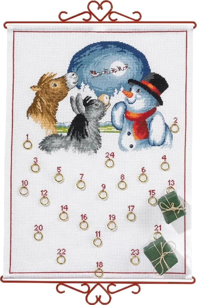 Kit Broderie Calendrier de l'Avent : Tenture Durable Fait Main 38x52