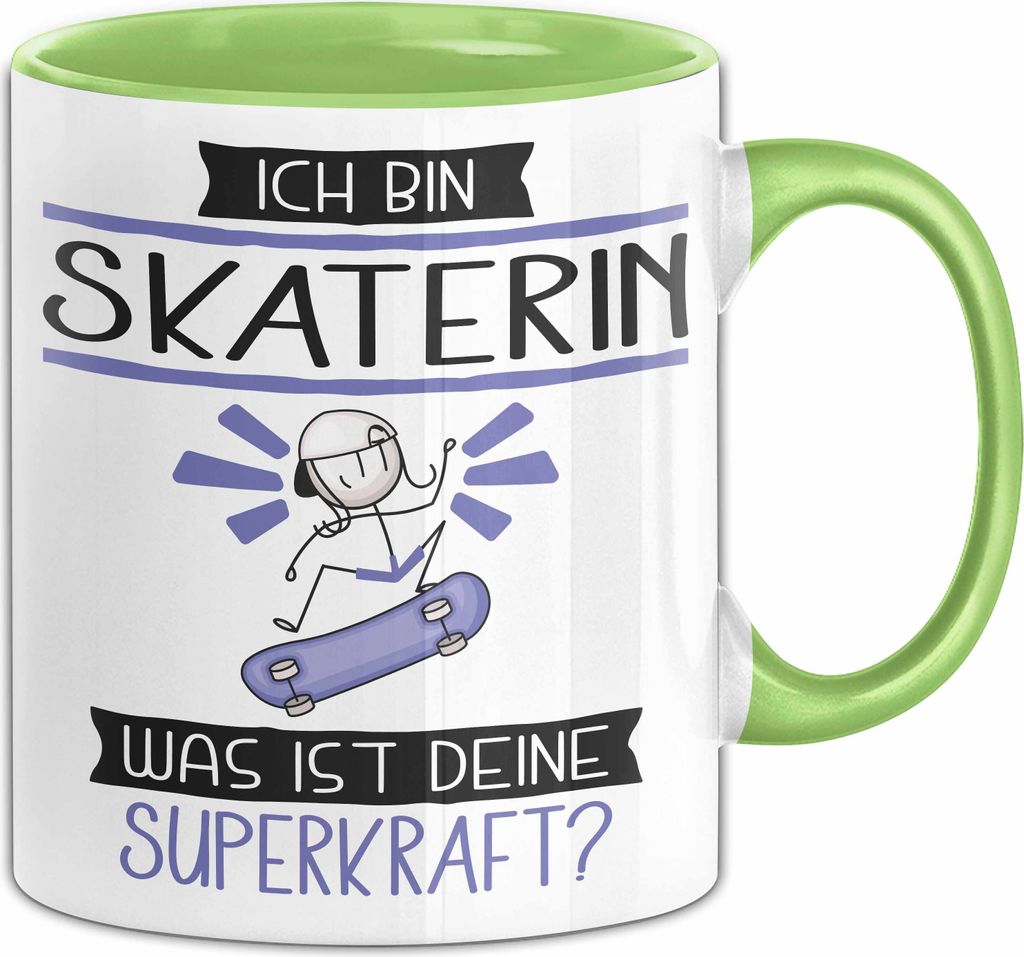 Skaterin Geschenk Tasse Ich Bin Skaterin Was Ist Deine Superkraft Geschenkidee Lustig Geburtstag Weihnachten (Grün)