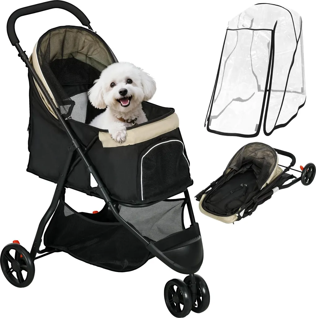 Poussette pour chien pliable idéale pour les voyages et balades en ville