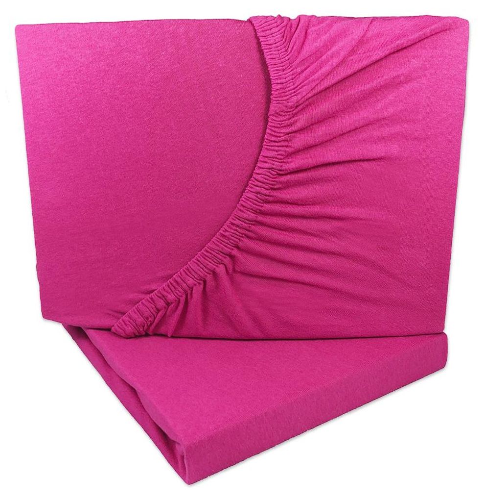 2er Set Jersey Spannbettlaken Pink / Magenta 90x200 - Produktbild 