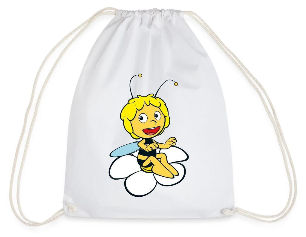 Spreadshirt Biene Maja Sitzt auf Blume Turnbeutel, One Produktbild 