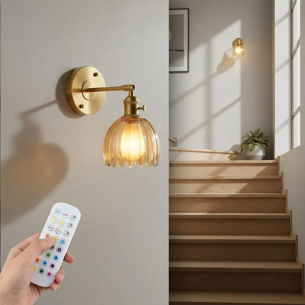 Applique LED Oro Vintage Senza Fili Ricaricabile RGB con Telecomando
