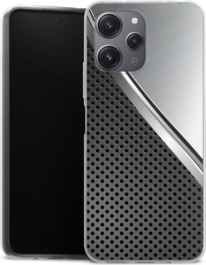 DeinDesign Handyhülle für Xiaomi Redmi 12 Silikon Hülle Case Smartphone Schutzhülle Carbon Metall Stahl