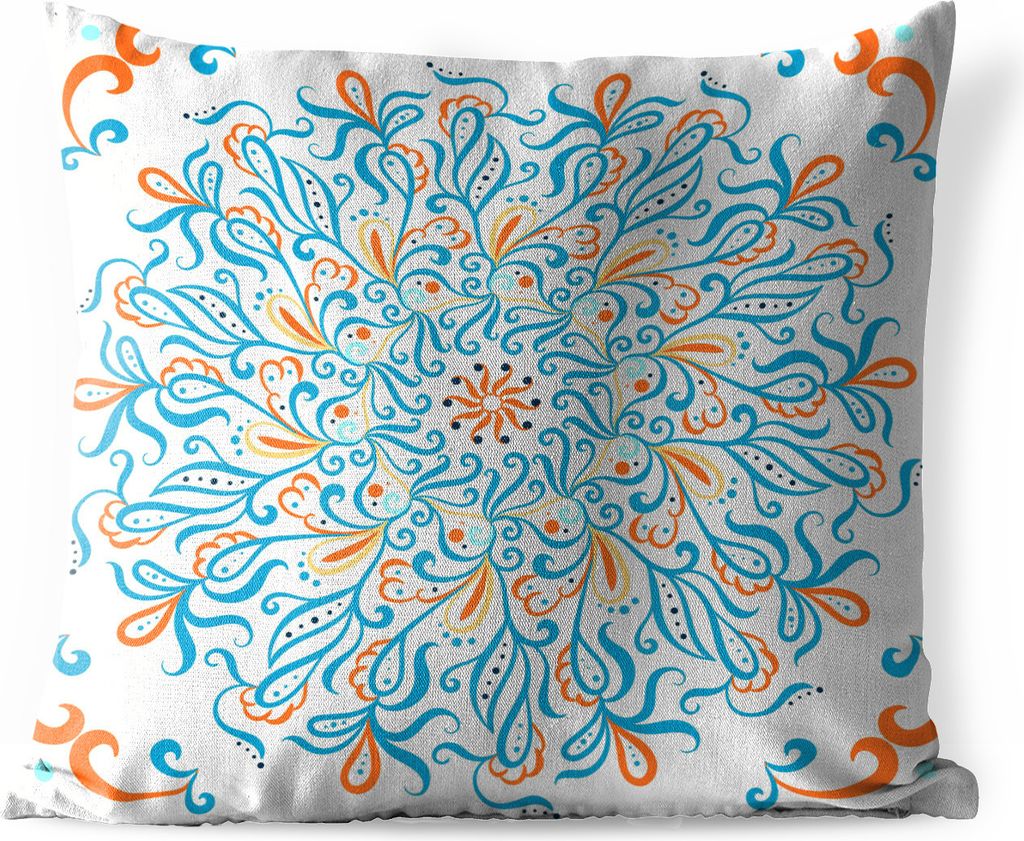 MuchoWow Outdoor Kissen - Mandala - Quadrat - Muster - 60x60 cm - Wetterfest - Lounge Kissen - Dekoration - Schlaf Kissen