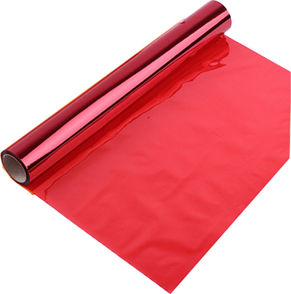 1 Roll dekorativ hellfarbener Cellophan Wrap Roll Plastikfunktionsvisueller Effekt Cellophanrolle für Party-Hellrot