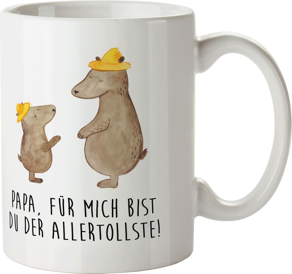 Mr. & Mrs. Panda Pott Bären mit Hut - Weiß - Geschenk, Vatertag, Trinklernbecher, Paps, Kinderbecher, Muttertag, Mehrwegbecher, Familie, Family, ...