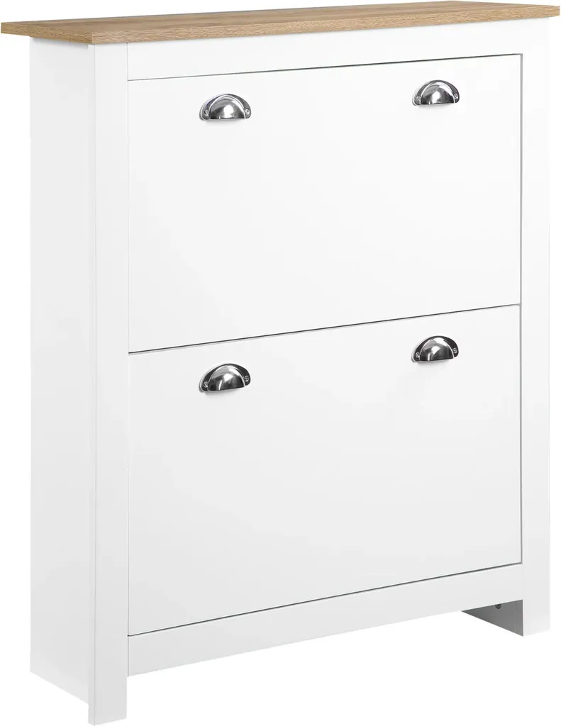 Étagère à chaussures 2 abattants 12 paires en bois blanc 79x23x90,5 cm