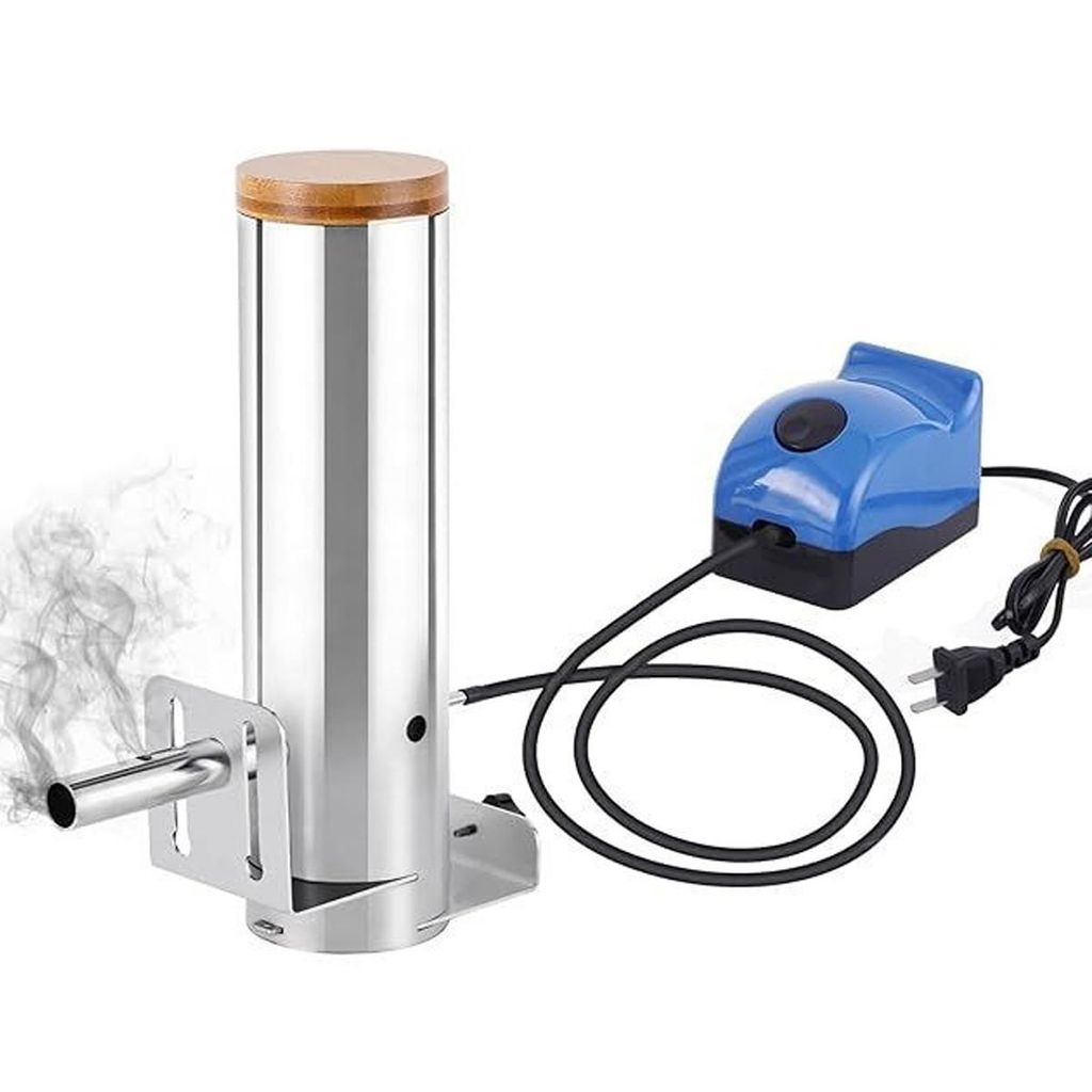 Elektrische Edelstahl-Räucherpistole , Tragbarer Kaltrauch- und Heißrauchgenerator,stufenlos einstellbar, ideal für Fleisch, Fisch, Käse und Ge...