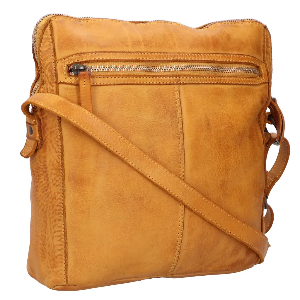 Sac Bandoulière Submarine en Cuir Souple Jaune Foncé Postbag Upend