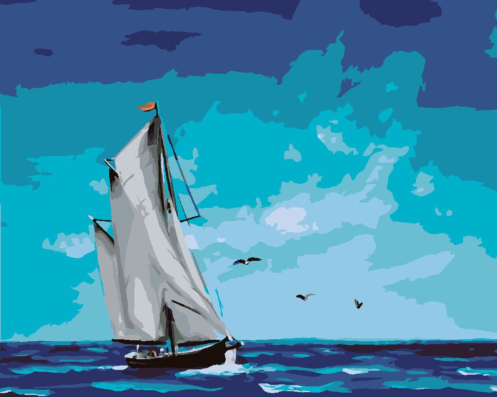 Zuty - Malen nach Zahlen - SEGELSCHIFF AUF SEE (D. RUSTY RUST), 40x50 cm, mit Keilrahmen (bereits gespannt)