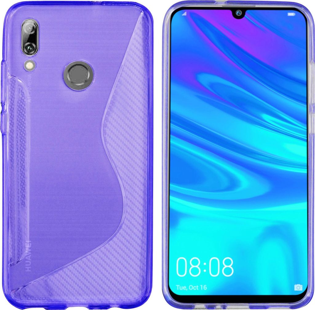 cofi1453 S-Line Hülle Bumper kompatibel mit HUAWEI P SMART 2019 Silikonhülle Stoßfest Handyhülle TPU Case Cover Lila