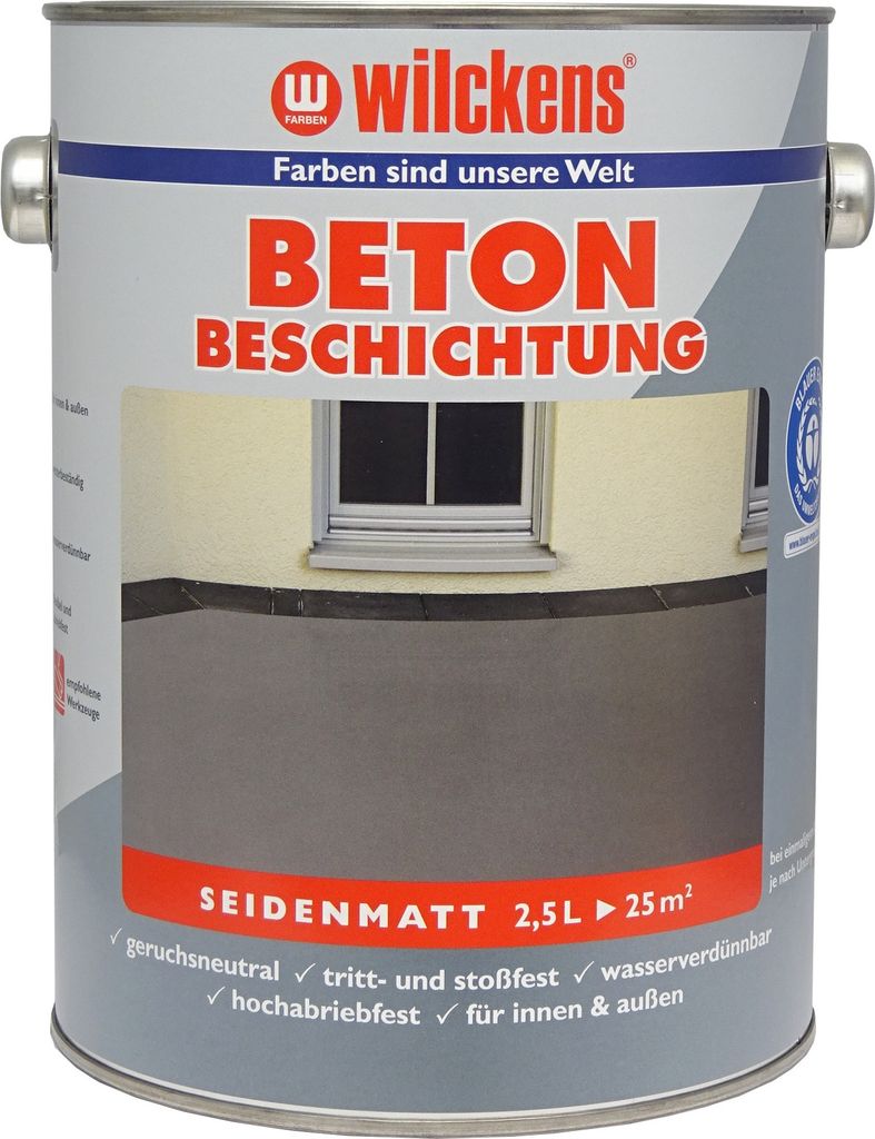 WILCKENS Betonbeschichtung Seidenmatt 2.5 Liter RAL 7032 Produktbild 