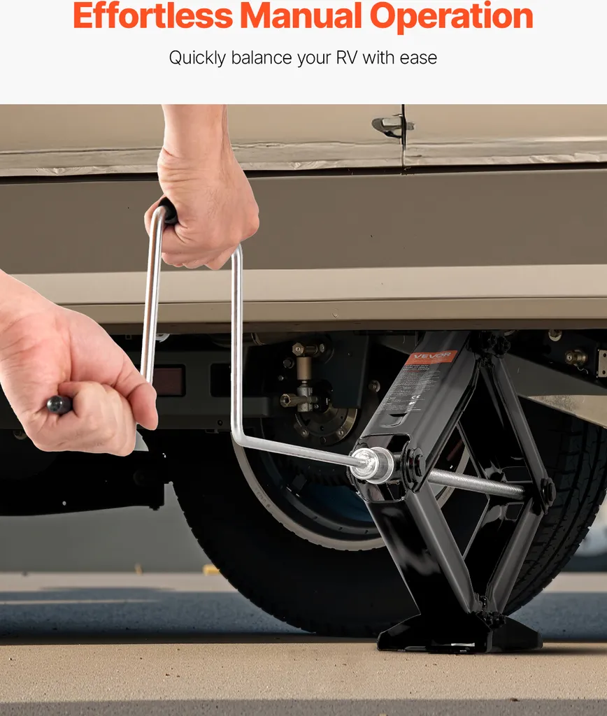 VEVOR Cric a forbice per camper Cric per auto con manovella, chiave a bussola e livella a bolla (4 pezzi) Livellamento stabilizzatore 103-595 mm Cric stabilizzatore non facilmente deformabile Capacità di carico 4082 kg - 6