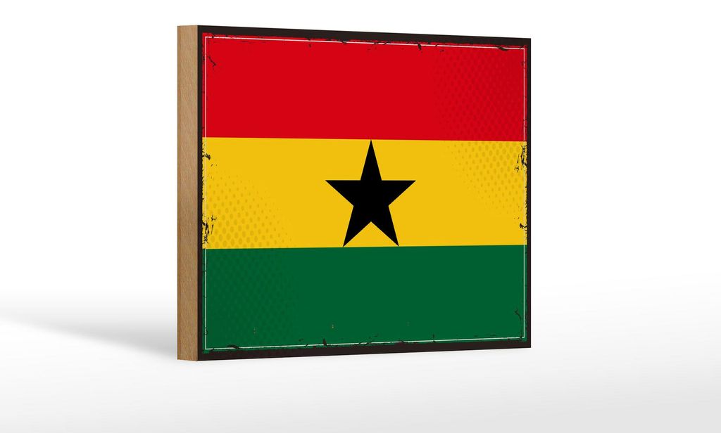 Holzschild Flagge Ghanas 18x12 cm Retro Flag of Ghana Dekoration