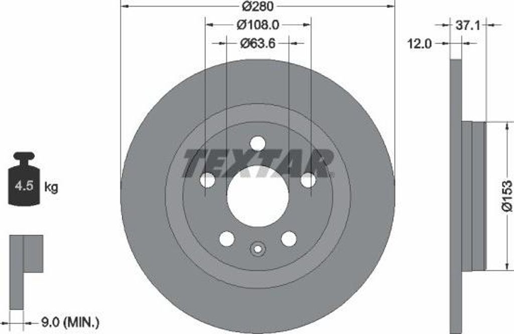 2x TEXTAR Bremsscheibe 92323803 für VOLVO XC40 (536) für LYNK & CO 01 SUV (CX11)