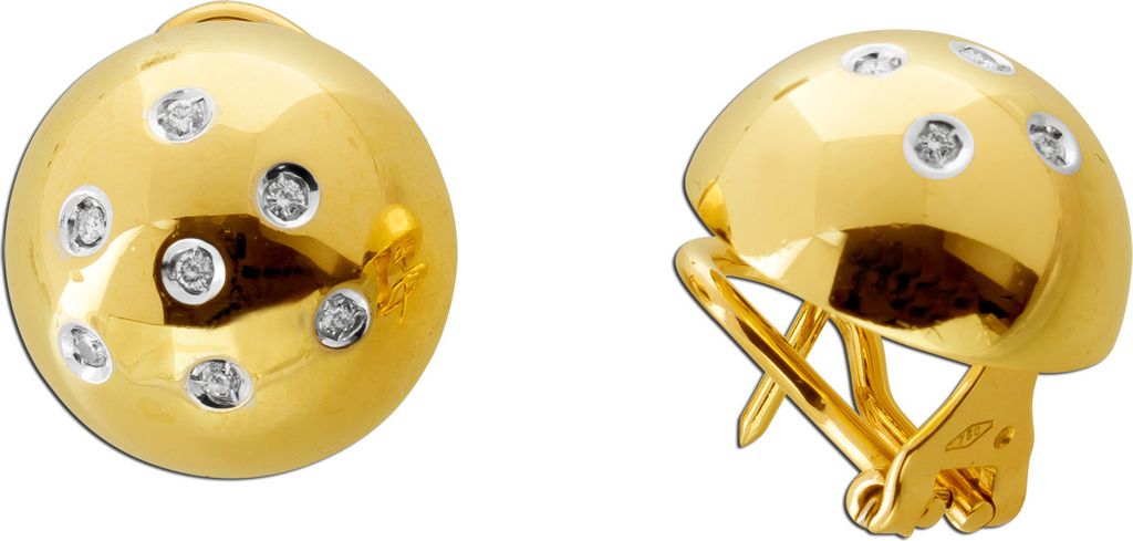 Brillant Kugel Ohrstecker Clips Gold 750 18k Brillanten