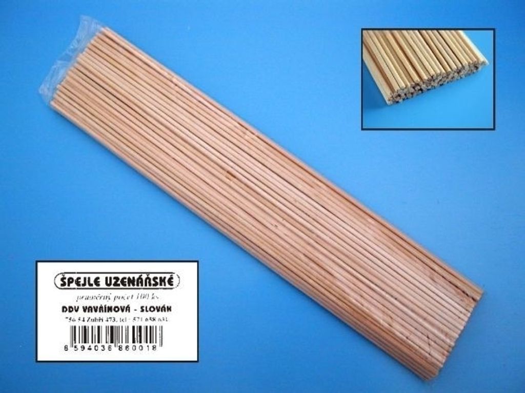 CZ špejle 30cm, d3mm, 100ks, uzenář., balené, dřevo