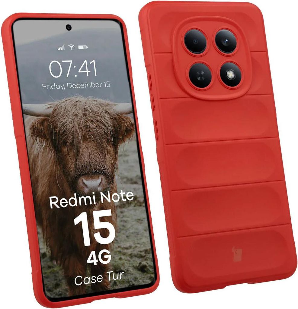 Robuste Handyhülle für Xiaomi Redmi Note 15 4G, Bizon Case Tur, Rot