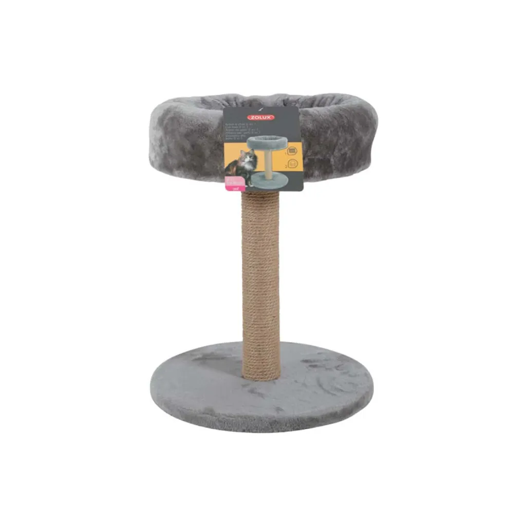Griffoir chat gris Zolux 46cm avec lit souris et poteau sisal robuste