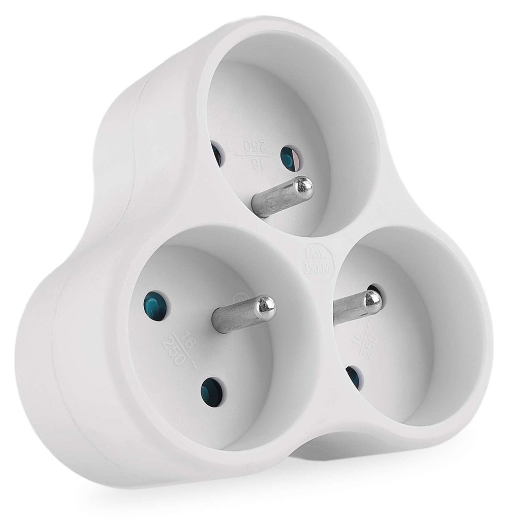 Emos Abweichend Steckdose 3× rund, white