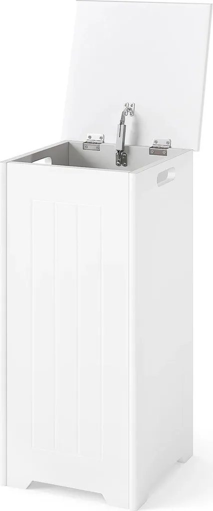 Panier à linge en bois blanc - Armoire à linge avec sac amovible 80L