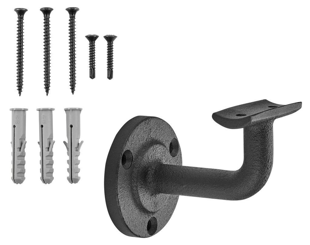 SOTECH Handlaufhalter ROBUST schwarz – Höhe 68 mm, Ausladung 67,5 mm, Geländerhalter