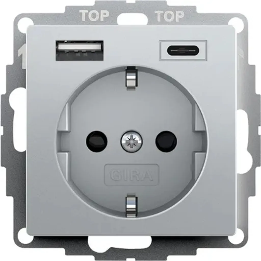Prise Gira 245926 idéale pour charger smartphone et tablette sans bloc