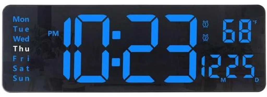 Horloge LED 40,5 cm à gradation automatique et télécommande sans fil