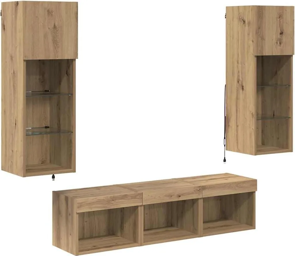 Set Mobile TV Sospeso vidaXL 5 Pz - Rovere Nero Minimalista