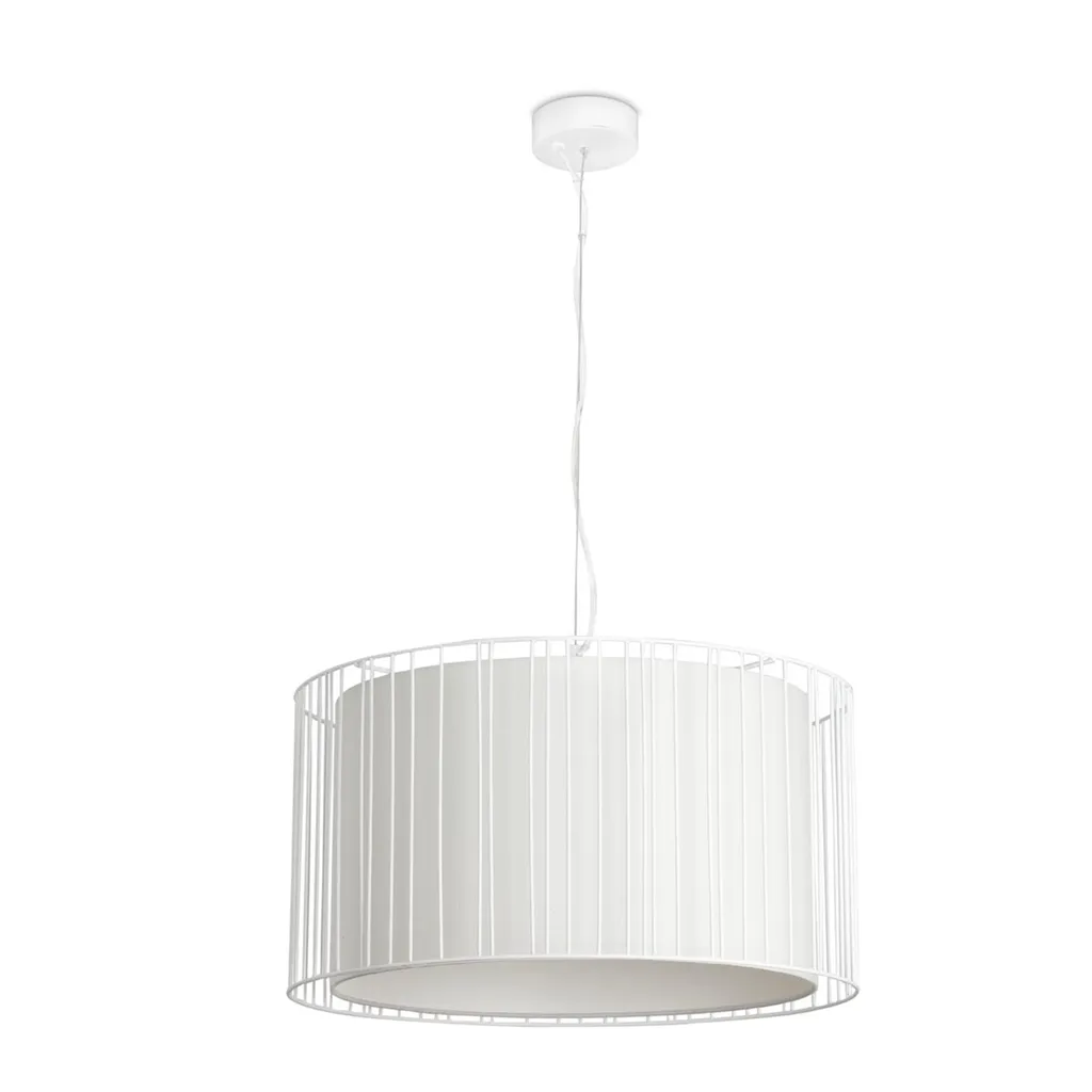 Lustre suspension Linda blanc mono-lampe luminaire de plafond élégant