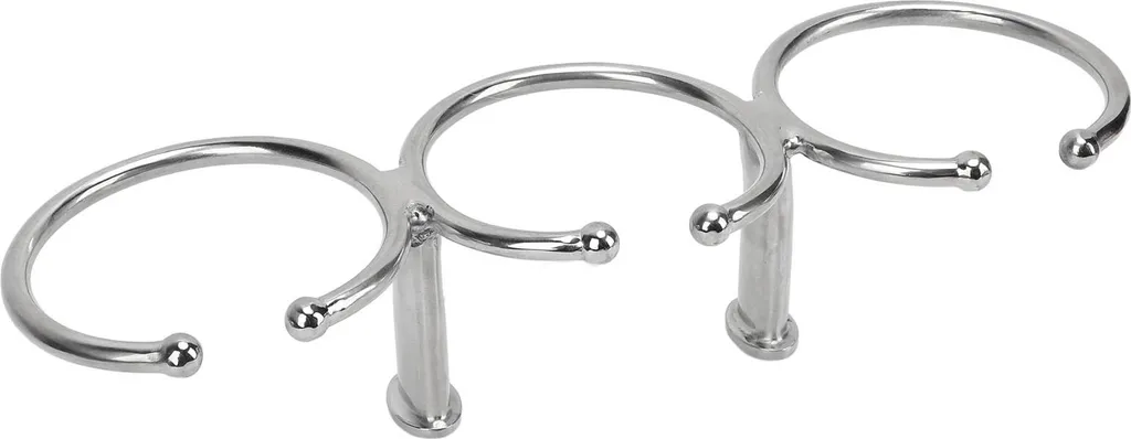 Porte-boissons haute stabilité en inox poli avec design ouvert triple