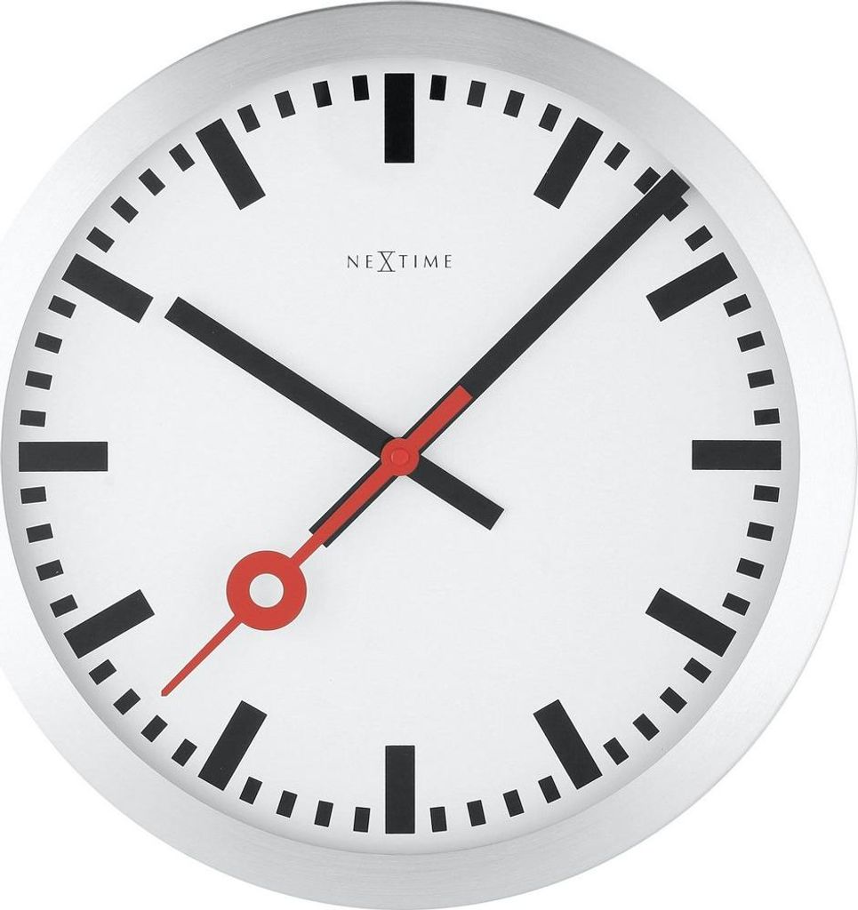 NeXtime 3999ST, Zeď, Hodiny, Kruh, Hliník, Bílá, Hliník, Obrázek produktu 