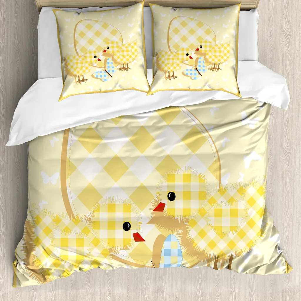 Parure de lit enfant 200x200 avec taies d'oreiller motif animaux rigolos