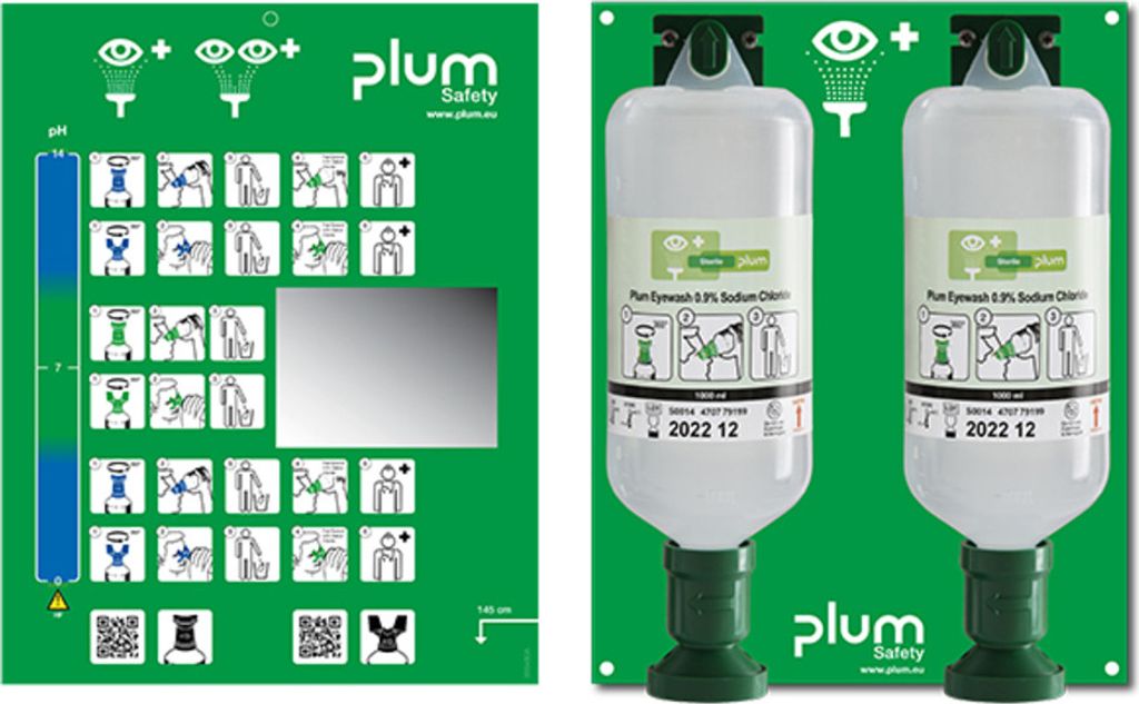 Plum Augenspülstation Maxi, 2 Flaschen, 1000ml, 4708 (Arbeitssicherheit)