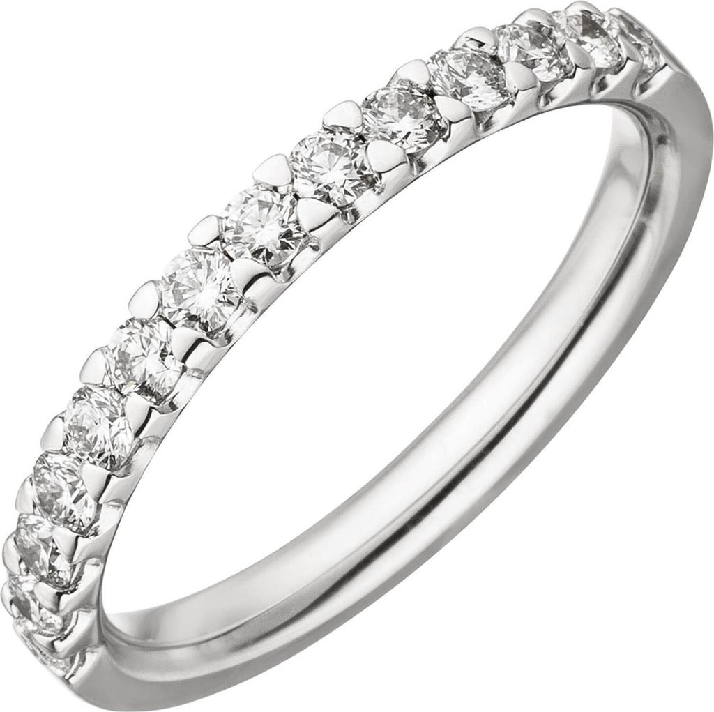 Halbmemory-Ring 14 Diamanten Brillanten 0,56 Ct. W/SI 585 Gold Weißgold Damen Innenumfang 54mm Ø17.2mm