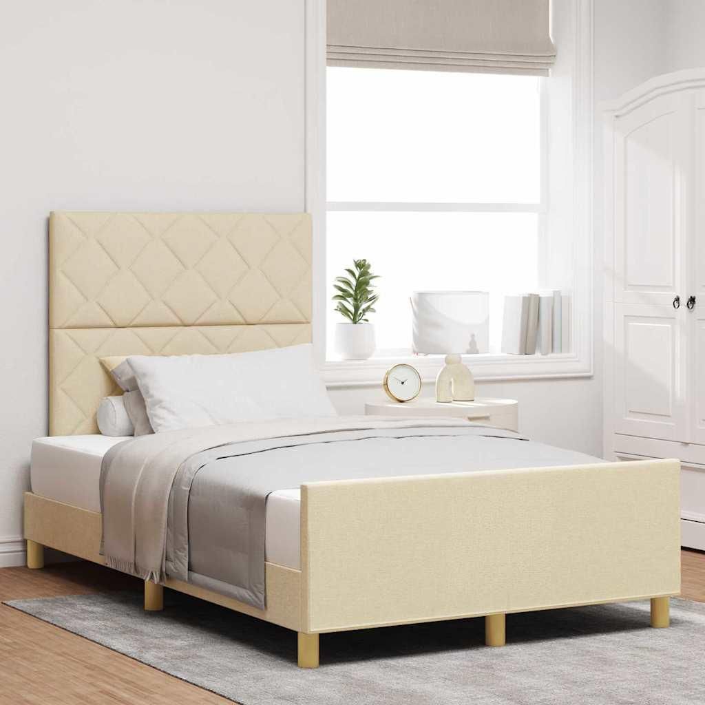 Maison Exclusive - Bettgestell mit Kopfteil Creme 120 x 200 cm Stoff