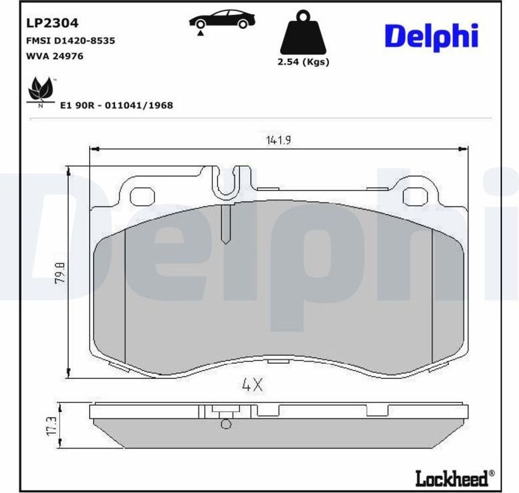 DELPHI Bremsbeläge Satz Vorne Bremsklötze passend für MERCEDES-BENZ E-Klasse Limousine (W212) LP2304