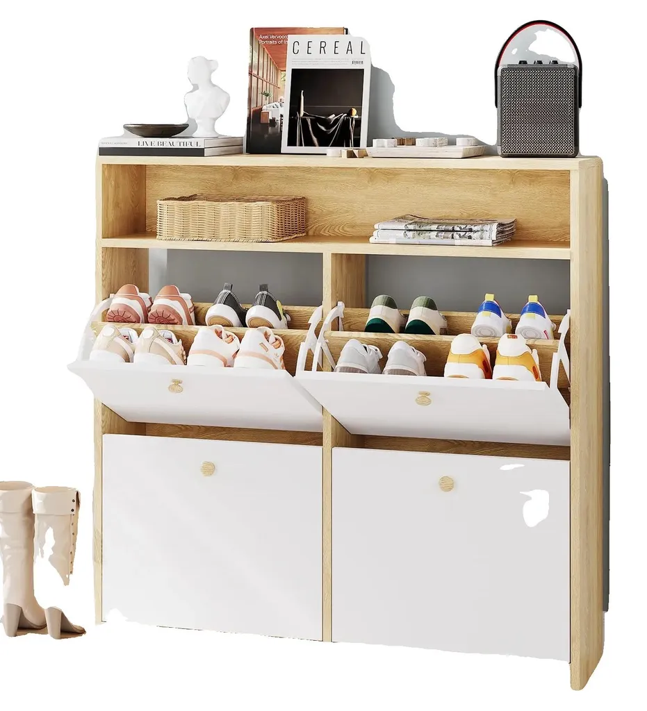 Armoire à chaussures réglable blanche peu encombrante pour petit espace