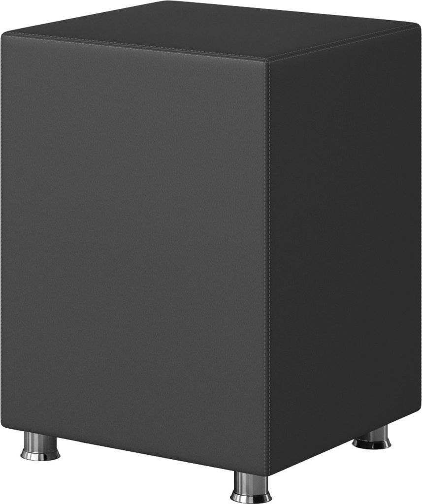 Kara Nachttisch Hocker Cube anthrazit mit Kunstleder