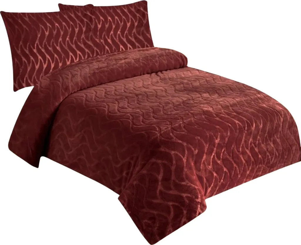 Parure de Lit Anti-Plis Lin Microfibre Wave Brick 140x200 cm Sans Repassage