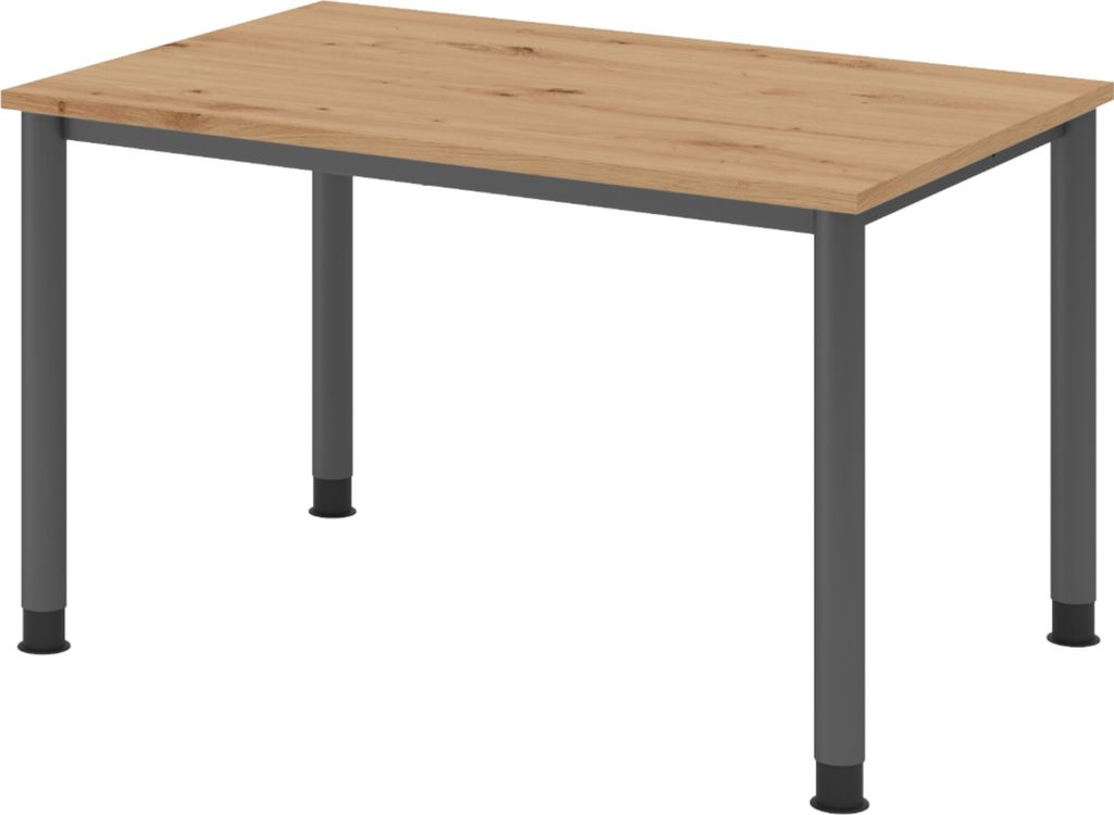 bümö Schreibtisch Serie-H Gestell: Graphit - Nachbildung: Asteiche, Größe: 120 x 80 cm