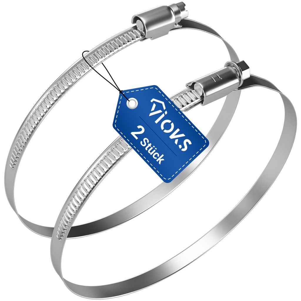 Schlauchschellen Set 2x Ø130-150mm Bandbreite 12mm Chromstahl für Dunstabzugshaube