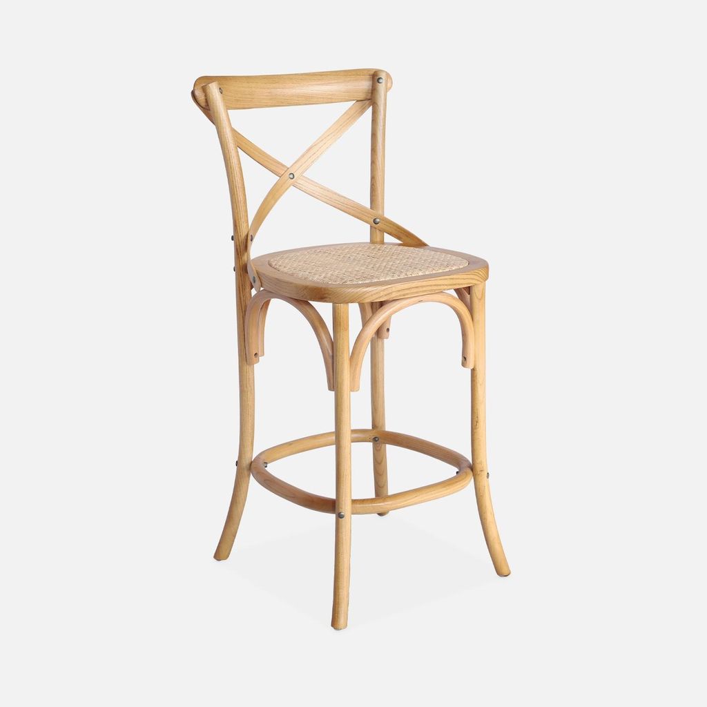 Sgabello da bar bistrot in legno vintage, Marrone naturale Immagine del prodotto 