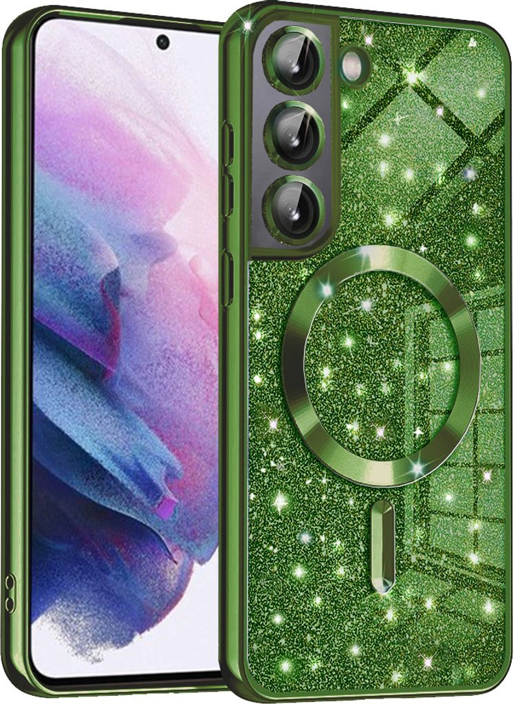Techsuit Luxury Glitter Back Cover Hülle mit MagSafe für Samsung Galaxy S21 - Dunkelgrün