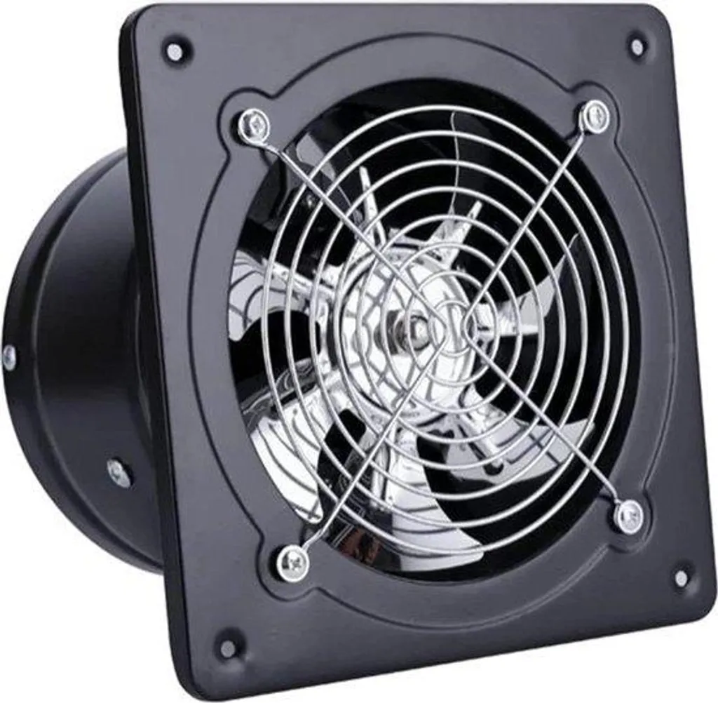 Ventilateur de salle de bains 200 mm noir - Extracteur d'air mural mat