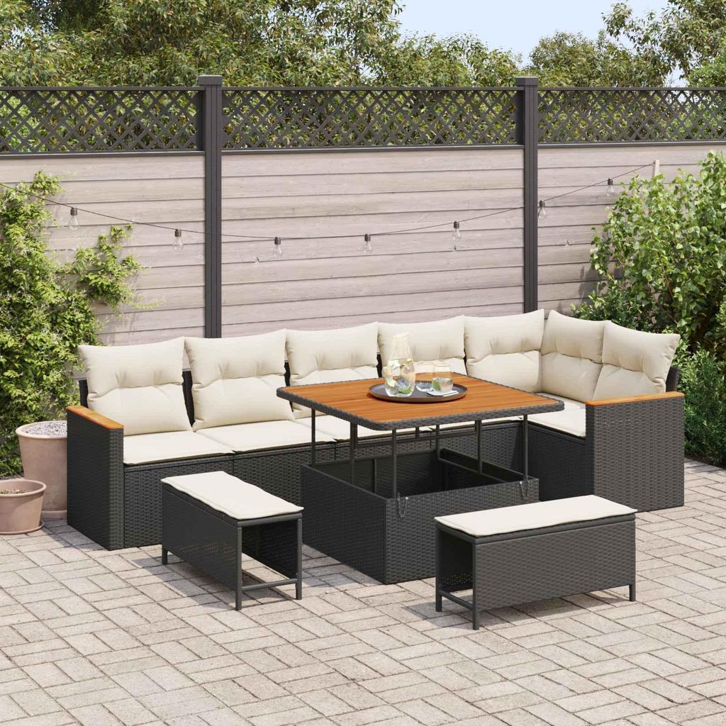 Maison Exclusive - Gartensofa-set 9 pcs Schwarz Poly-Rattan